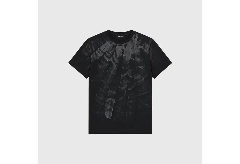 ENVYME T-Shirt Handbemalt Unikat Regular Fit 100% Bio-Baumwolle Kunst Kurzarm, Schwarz, – Produktbild 1 von 4