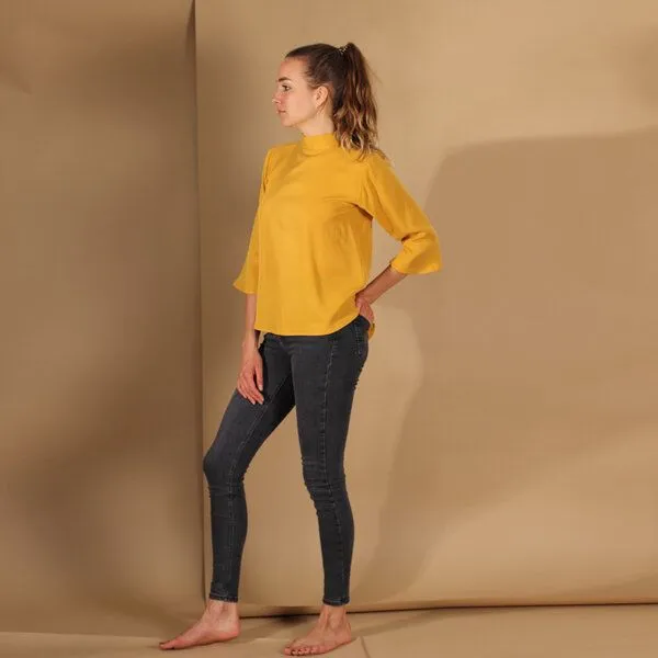 ManduTrap ManduTrap Bluse/Top aus Tencel in Blau, Senfgelb oder Rost,, Senfgelb, – Produktbild 4 von 4