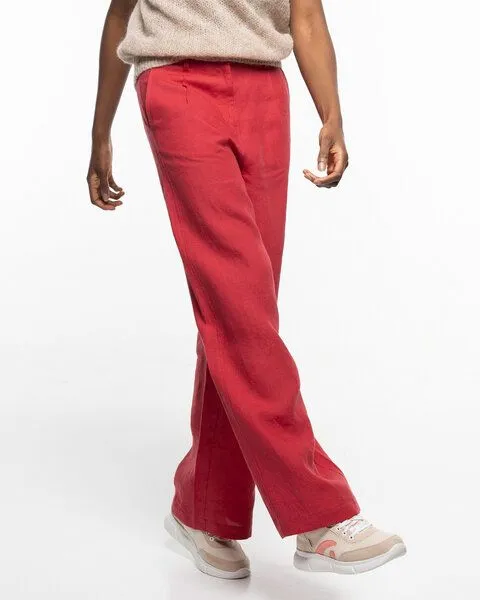 Alma & Lovis Alma & Lovis Trendige Marlenehose aus reinem Leinen | Leinen Marlene, Granat (rot), – Produktbild 1 von 4