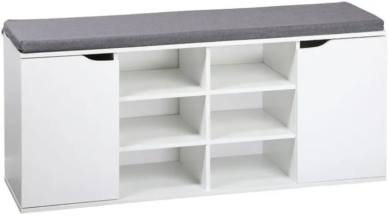 Kesper Kesper Schuhschrank Schuhschrank mit Sitzkissen, 2 Türen, FSC, Weiß, – Produktbild 2 von 5