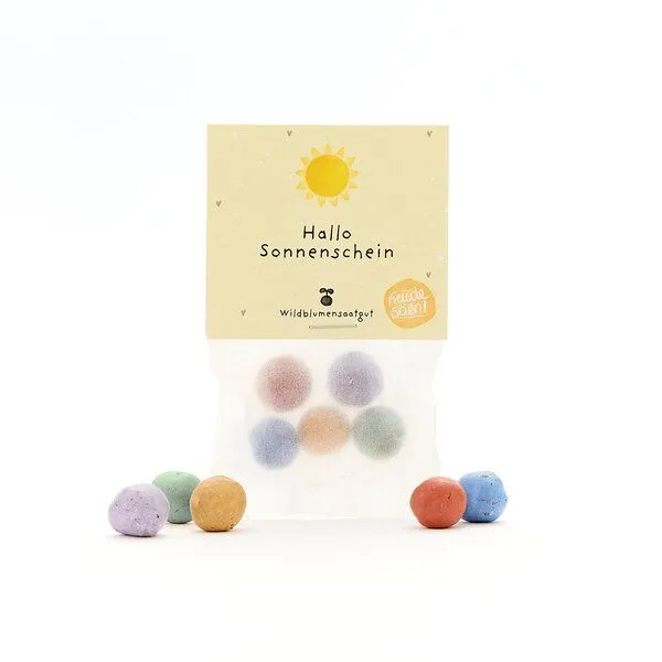 Die Stadtgärtner Die Stadtgärtner 5 bunte Blumenmurmeln im Tütchen mit Wildblumensaatgut | Geschenk für Freunde, zur Aufmunterung & als Dankeschön – Produktbild 2 von 4