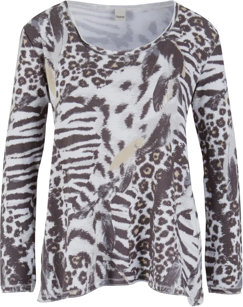 heine Langarmshirt hellgrau-offwhite, Hellgrau-offwhite, – Produktbild 2 von 2