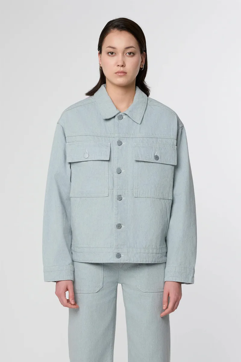DAWN Dawn Damen vegan Jeansjacke Dune Boxy Recycled Blau, Extra hellblau, – Produktbild 1 von 2