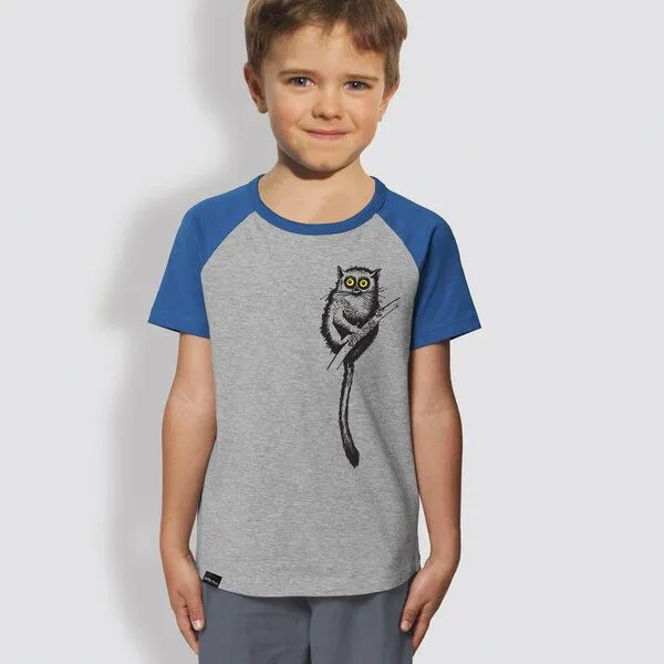 little kiwi little kiwi Kinder T-Shirt, "Maki", Heather Grey-Blue – Produktbild 1 von 3