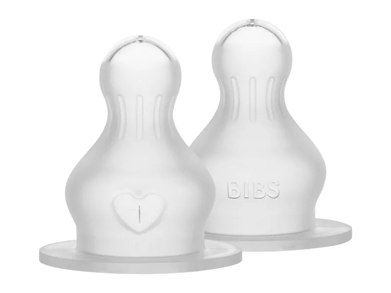 BIBS BIBS Flaschensauger aus Silikon 2er-Pack Langsamer Fluss (0+ Monate), Weiß, – Produktbild 1 von 2
