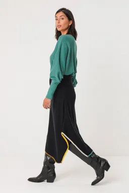 SKFK SKFK Damen vegan Strickrock Asymmetrisch Nahiane Schwarz – Produktbild 1 von 1