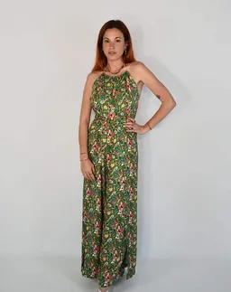 Aatise Aatise Jumpsuit im Wickeleffekt Zudo aus 100% Ecovero grün bedruckt – Produktbild 1 von 1