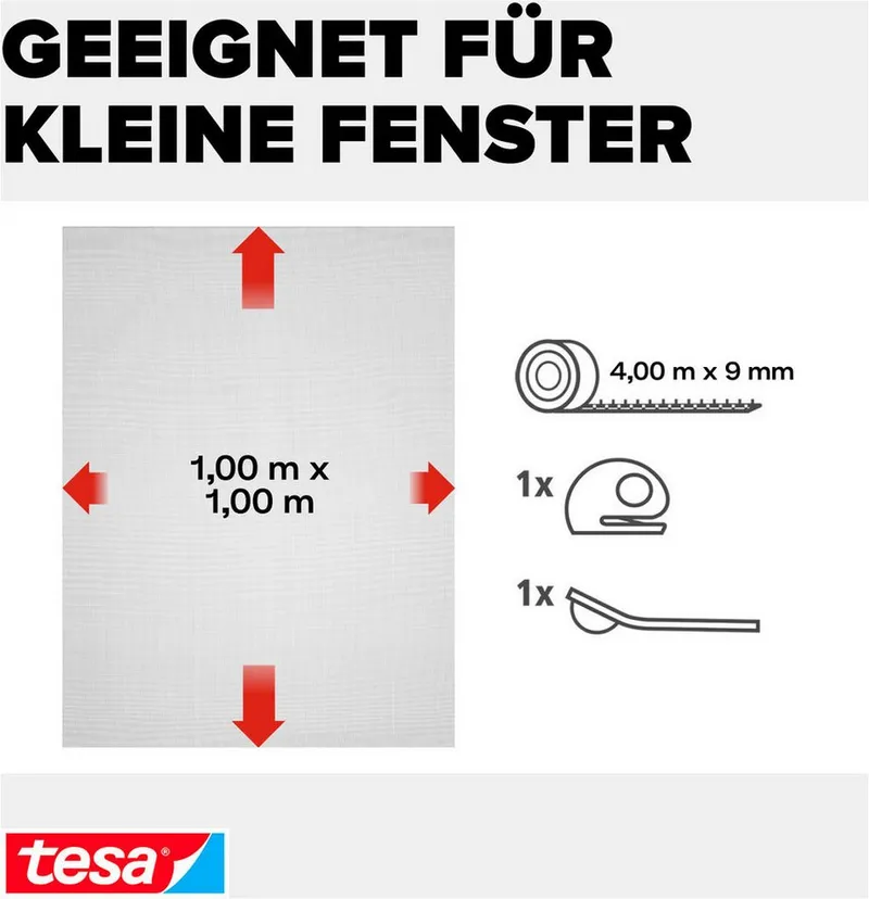 Tesa Tesa Fliegengitter für Fenster 110 x 110 cm, Weiß, – Produktbild 5 von 6
