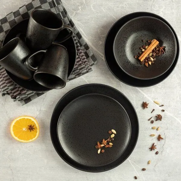 Mäser Mäser Essential Dessertteller-Set, Steinzeug, Schwarz, – Produktbild 2 von 4