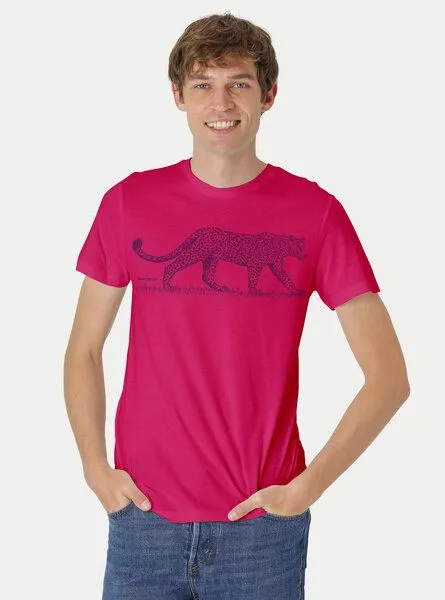Peaces.bio - handbedruckte Biomode Peaces.bio - handbedruckte Biomode Bio Fit T-Shirt Leopard Herren, Pink, – Produktbild 1 von 2