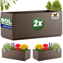 Casaria® Blumentopf Ethica 2er-Set Braun Kunststoff 80x36x36cm – Produktbild 1 von 1