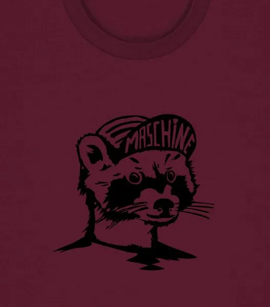 päfjes päfjes Waschbär die Maschine Fahrrad Gravel - Unisex Männer Bio Unifarben T-Shirt, Deep plum (rot), – Produktbild 3 von 4