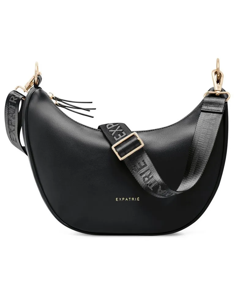 Expatrié Umhängetasche Lea Medium Half Moon Bag Schultertasche, Elegante Crossbody Bag in Halbmond Form, Wasserabweisend, Schwarz, – Produktbild 1 von 5