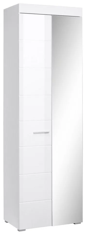 Home affaire Garderobenschrank Avena Flurschrank mit Spiegeltür - (B/T/H) 80/12/72 cm, Weiß, – Produktbild 3 von 5