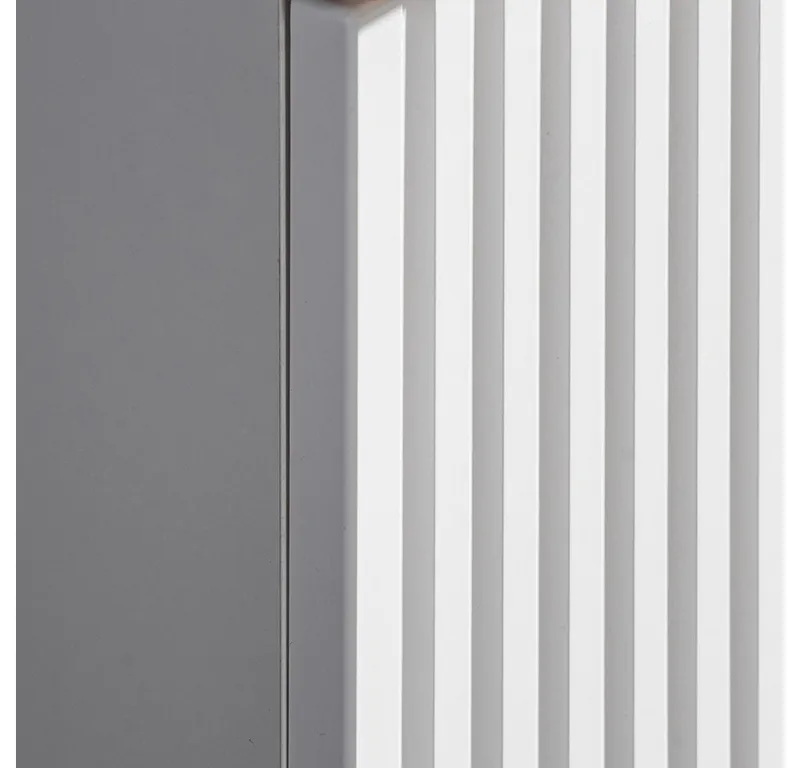 Lomadox Hochschrank NEWPORT-56-WHITE Weiß Rillen 30 cm breit Fach in Eiche Dekor grifflos Softclose Türen, Weiß, – Produktbild 3 von 5