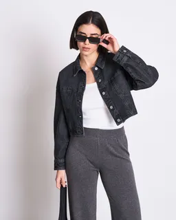 JAN N JUNE JAN 'N JUNE Damen vegan Jacke Denim Aria Faded Schwarz – Produktbild 1 von 1