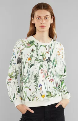 Dedicated DEDICATED Damen vegan Ystad Sweatshirt Blumen Weiß – Produktbild 1 von 1