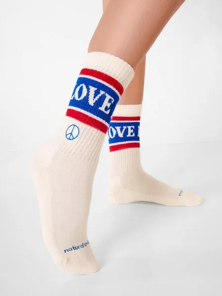 Natural Vibes Natural Vibes Socken Peace | Bio GOTS | Tennissocken | Bunte Socken | Herren Damen Socken | Peace & Love – Produktbild 2 von 3