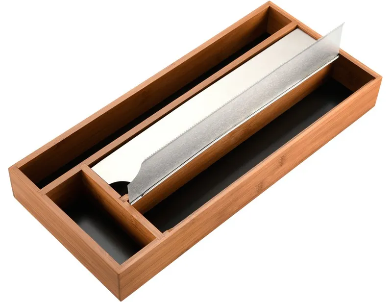 Kesper Kesper Folienspender mit 4 Fächern, 2 davon mit Abreißkanten, (1-St), für Backpapier, Alufolie, Frischhatlefolie und Kleinteile, Braun, – Produktbild 3 von 5