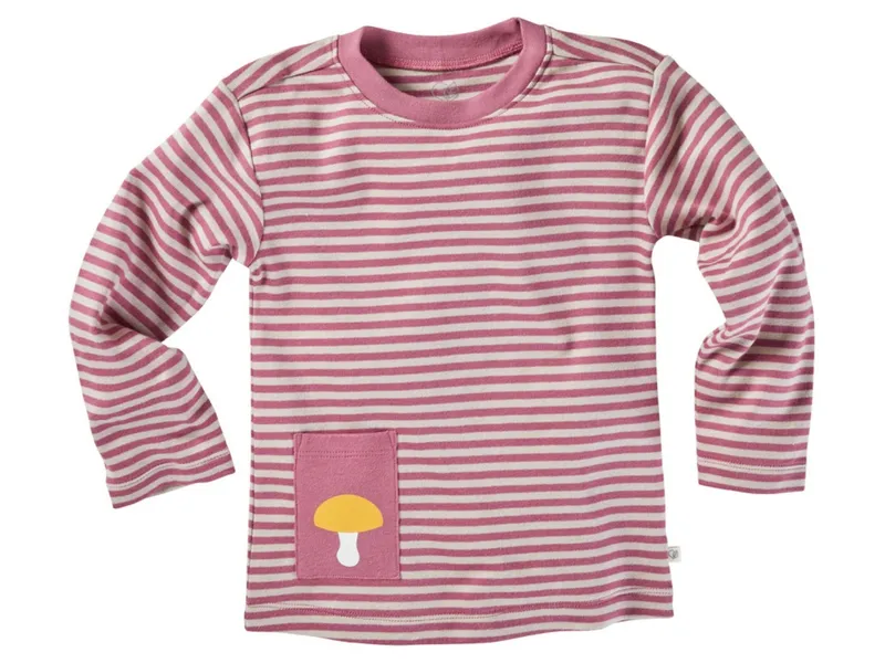 HANS NATUR Kinder Langarmshirt Bio-Baumwolle beere geringelt Gr.122/128, Rosa, – Produktbild 1 von 2