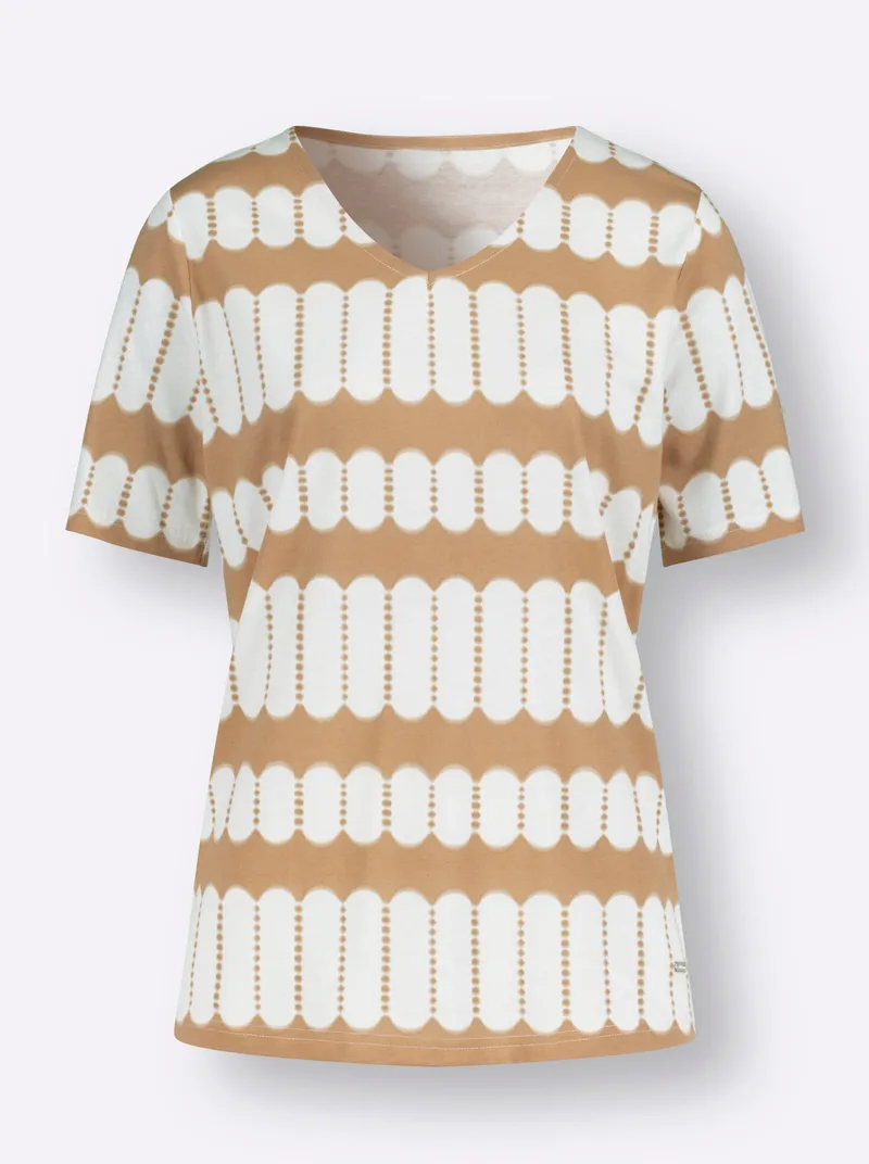 Witt Kurzarmshirt camel-ecru-bedruckt, Camel-ecru-bedruckt, – Produktbild 1 von 2
