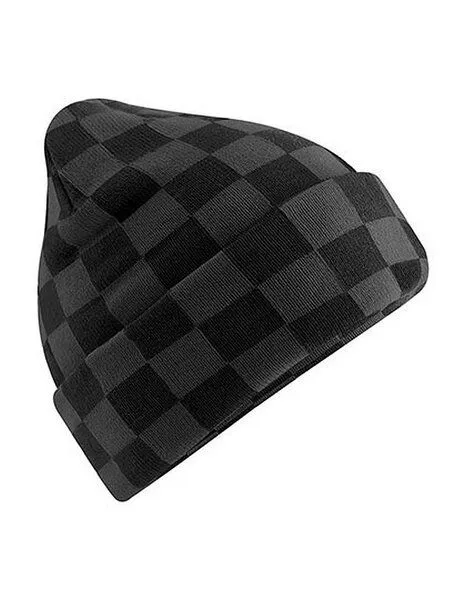 Beechfield Beechfield Beanie mit Schachbrettmuster Checkerboard, Black/charcoal, – Produktbild 1 von 2