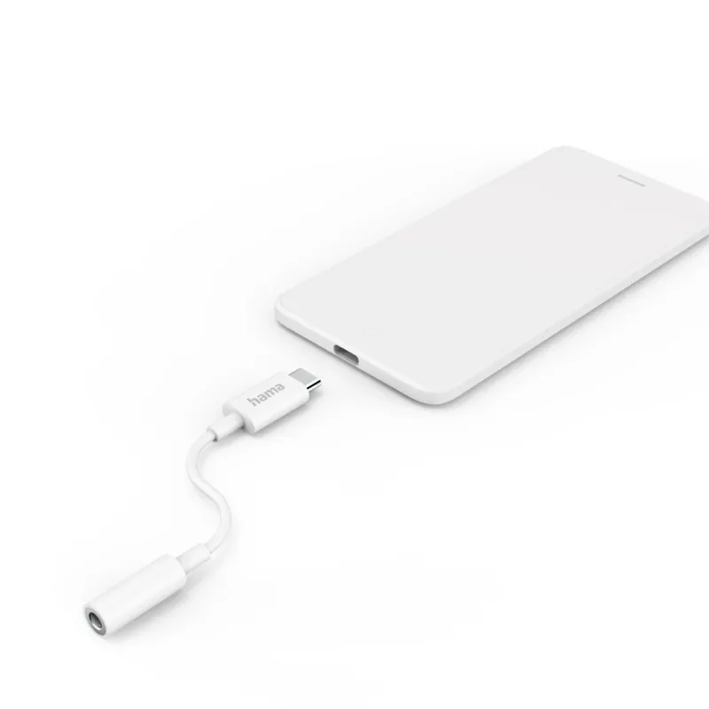 Hama Hama Aux-Adapter USB-C – 3,5-mm-Klinke-Buchse, Weiß, – Produktbild 2 von 2