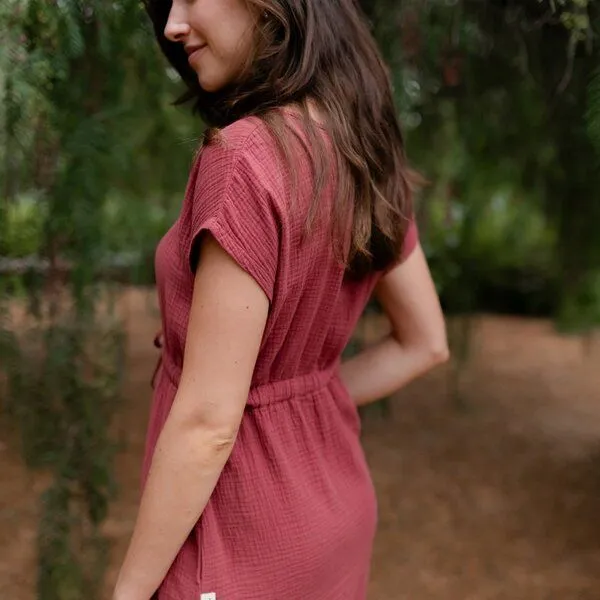 NORDLICHT NORDLICHT Musselin Kleid Eleni aus 100% Bio-Baumwolle, Rostrot (rot), – Produktbild 1 von 4