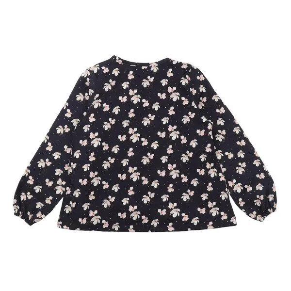 Walkiddy Baby Langarmshirt GOTS zertifiziert – 95% Bio-Baumwolle, Dunkelblau mit Blütenmuster, weich & bequem | Walkiddy – Produktbild 2 von 2