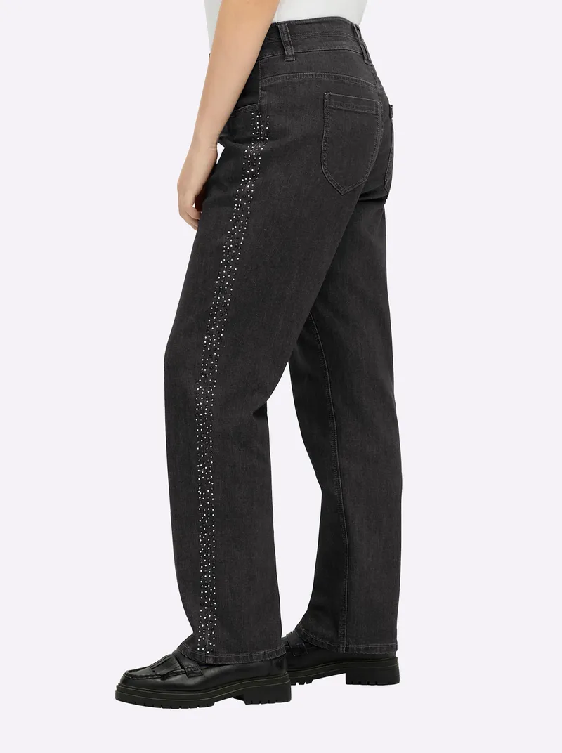 sheego Gerade Jeans black denim, Black denim, – Produktbild 2 von 2