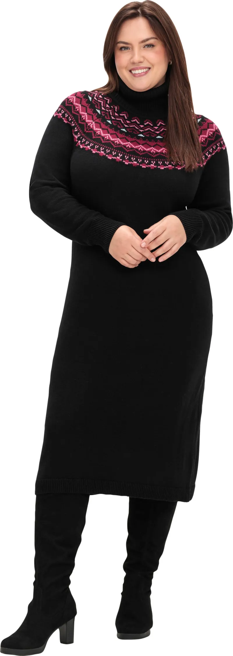 sheego Strickkleid, Schwarz, – Produktbild 2 von 2
