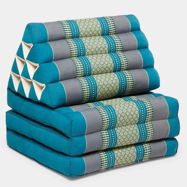 Der Lindwurm Der Lindwurm Thai Yogamatte- Dreieckskissen mit Kapokfüllung, Hellblau/grau, – Produktbild 2 von 2