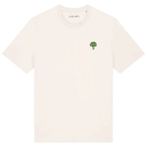 LIGARTI Besticktes T-Shirt – Brokkoli – LIGARTI Tiermanufaktur, Cremeweiß, – Produktbild 1 von 3