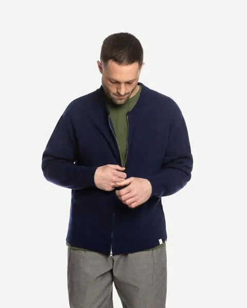 MATONA Matona Strickjacke | Wool Zip Cardigan | aus Wolle und Baumwolle | GOTS-zertifiziert, Navy, – Produktbild 2 von 4