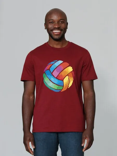 watapparel watapparel T-Shirt Unisex Volleyball in Watercolor, Burgundy, – Produktbild 2 von 3