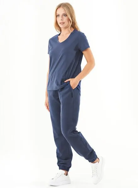 ORGANICATION ORGANICATION ESSENTIALS-PERRIE- Soft Touch Sweathose aus Bio-Baumwolle, Blau(navy), – Produktbild 2 von 3