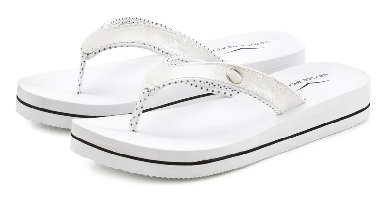 VENICE BEACH VENICE BEACH Sandale, Badeschuh, Badelatsche, Flip Flop, Badeschlappe, Pantolette Badezehentrenner Zehentrenner mit wasserabweisender und leichter Sohle VEGAN, Weiß, – Produktbild 2 von 5