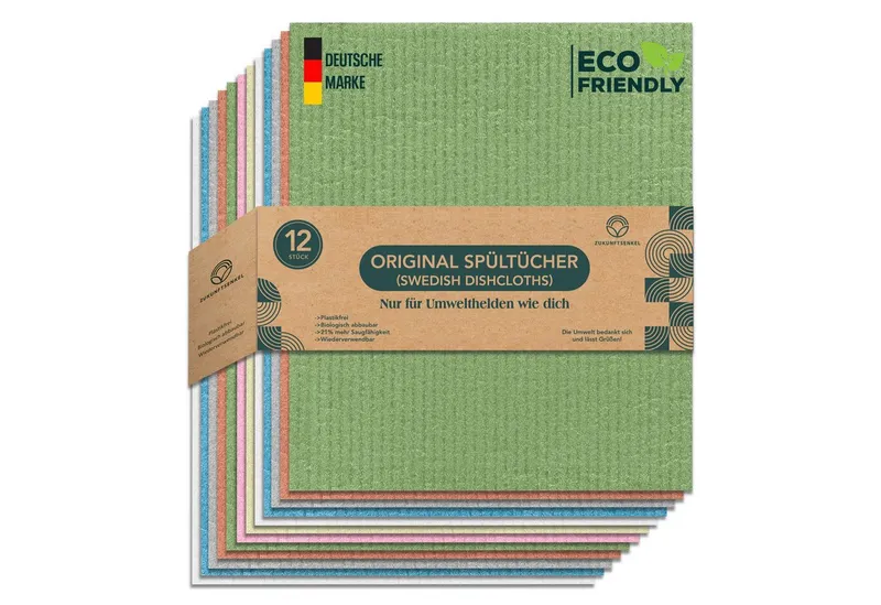 ZUKUNFTSENKEL Schwammtuch Nachhaltige Schwammtücher Spültücher, Waschbar, Wiederverwendbar, Bunt, – Produktbild 1 von 4
