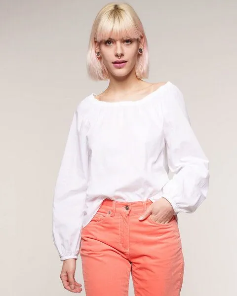 Alma & Lovis Alma & Lovis Transparente Carmenbluse aus Bio-Baumwoll-Batist | Carmenbluse, White (weiss), – Produktbild 4 von 4