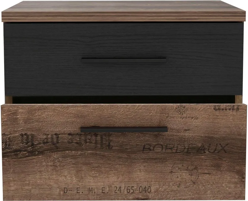 FORTE Nachtkonsole Jacky, mit 2 Schubkästen, Schwarz, – Produktbild 2 von 4