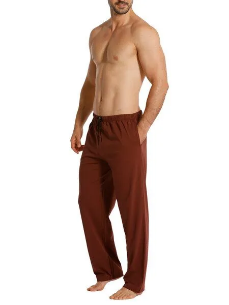 Haasis Bodywear Haasis Bodywear Herren Pyjamahose lang mit Seitentaschen, Single Jersey, reine Baumwolle, Bordeaux, – Produktbild 4 von 4