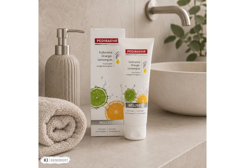 Pedibaehr Fußcreme Pedibaehr Fußcreme Orange-Lemongras 125ml Diabetiker geeignet, 1-tlg., reichhaltige, duftende Pflege & intensive Feuchtigkeit – Produktbild 4 von 5