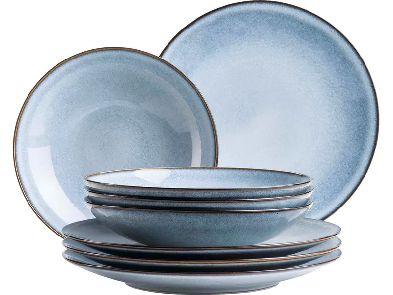 Mäser Mäser Tafelservice 8-tlg. "Smoky's" Steinzeug, Blau, – Produktbild 1 von 5