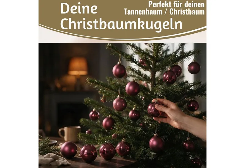 LS-LebenStil Weihnachtsbaumkugel 18-20 Design Glas Weihnachtskugeln 6cm Rosa Dunkelrosa Christbaum Deko (18 St), Edle Weihnachtsdeko Matt / Glänzend Weihnachtsbaumschmuck Deko Kugeln, Rosa, – Produktbild 5 von 5