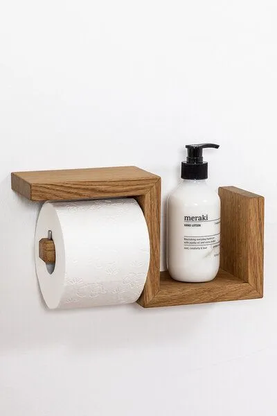 kleiderleiter_de kleiderleiter_de Toilettenpapierhalter BEN aus massiver Eiche mit Platz für Ersatzrolle – Produktbild 1 von 5