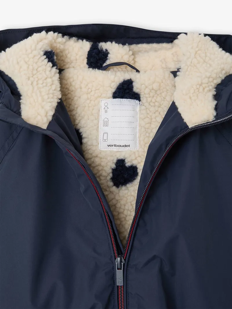 Vertbaudet Vertbaudet Übergangsjacke mit Teddyfleecefutter Mädchen, Marine, – Produktbild 3 von 4