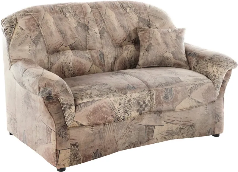 DOMO collection 2-Sitzer Bahia Couch, B/T: 153/92 cm, belastbar bis 140kg/ Sitz, mit Federkern, Microfaser MELROSE®, Braun, – Produktbild 3 von 5