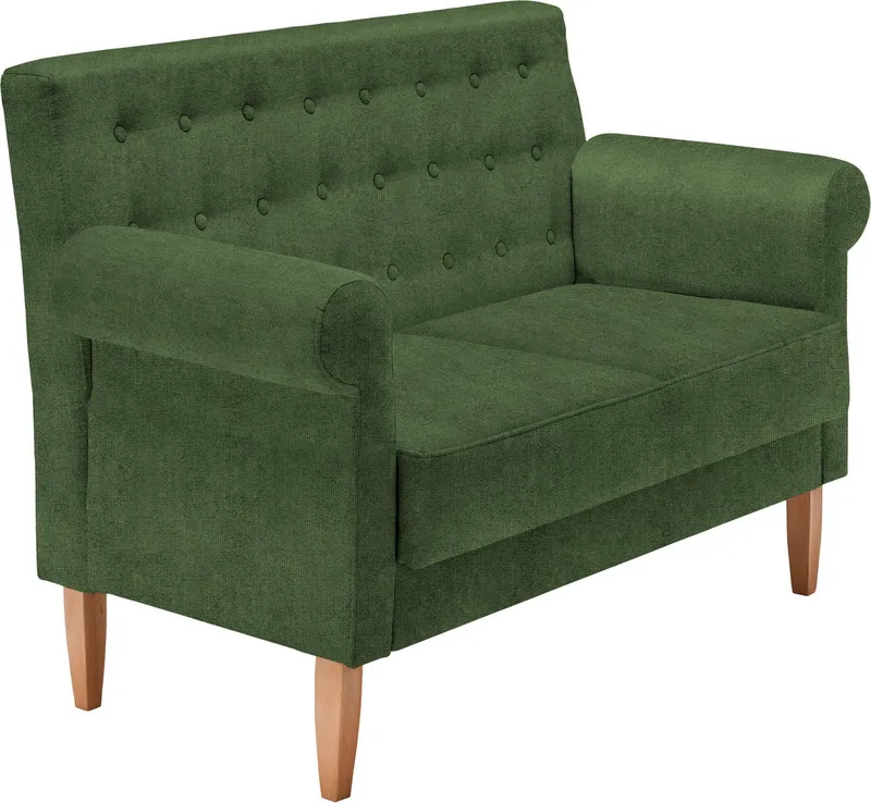 Home affaire Küchensofa Scalea Breite 157cm, Komfortsitzhöhe 55cm, Knopfheftung im Rücken, inkl. 2 Stk. Zierkissen, in verschiedenen Stoffen und Farben, Grün, – Produktbild 4 von 5