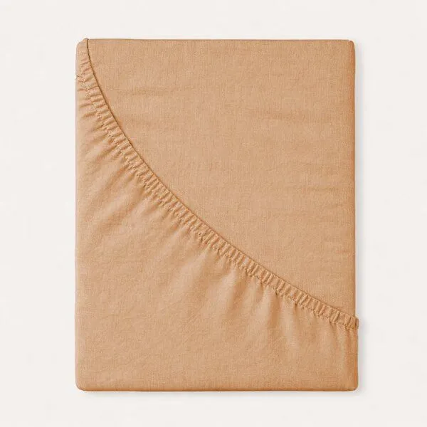 KUSHEL KUSHEL Bettlaken Spannbettlaken aus Leinen, Soft peach, – Produktbild 1 von 2