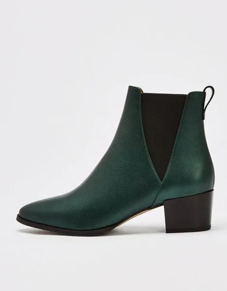 NINE TO FIVE NINE TO FIVE #brygge - Chelsea Boot mit Blockabsatz aus Bioleder, Green lights, – Produktbild 3 von 4